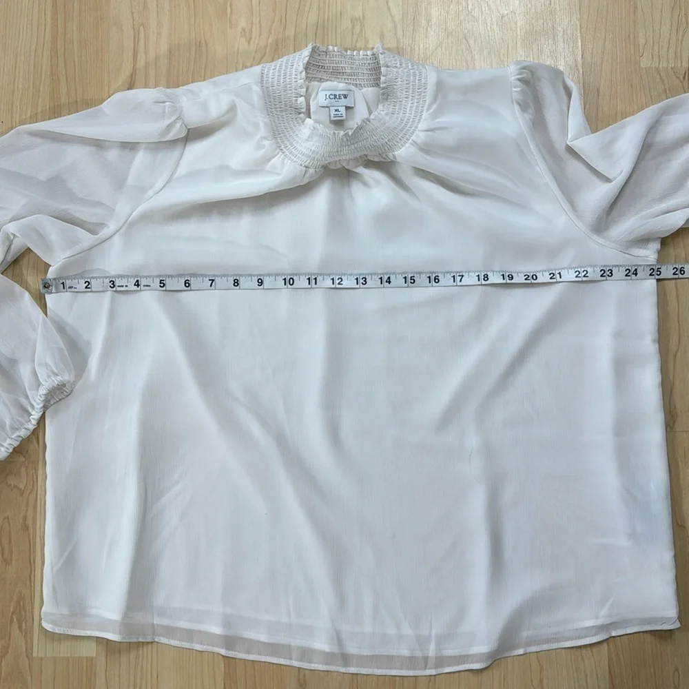 J. Crew Turtleneck Crepe Lined Long Sleeve Blouse Size XL